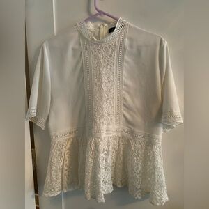 Zara Woman white  Lace Peplum Blouse